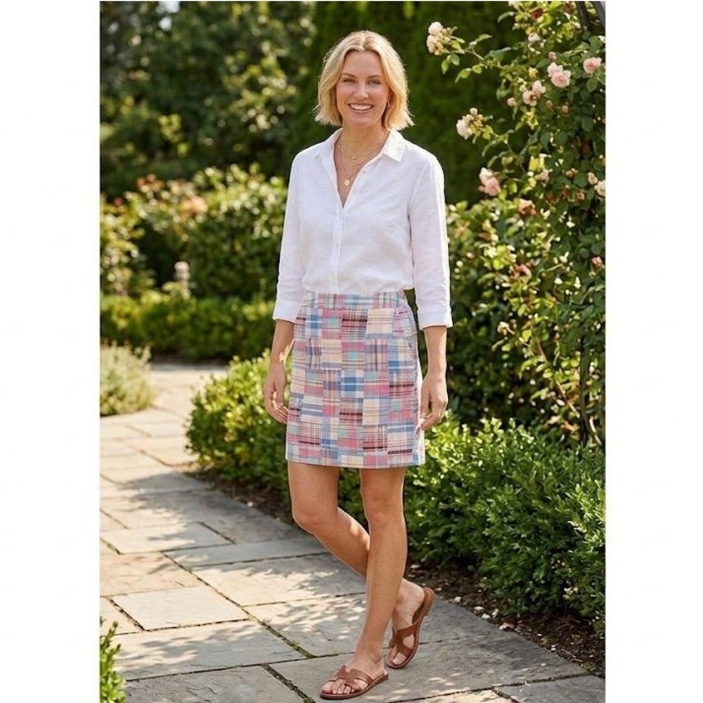 Cape Madras Skirt Size 10 Multicolor Patchwork Plaid Cotton Mini Skirt